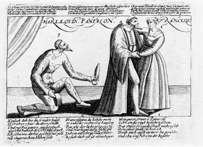 Arlequin cocu. Série de gravures d