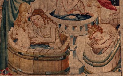 Histoire de Saint Piat et Saint Eleuthère, Scène 7 baptême des exilés chrétiens, (détail). Le baptême. - Unknown artist