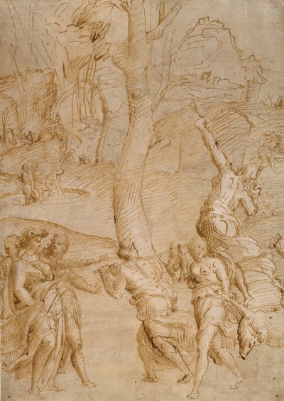 Scène de chasse (recto) ; deux études d