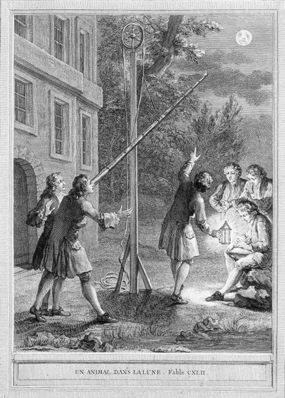 Illustration de la fable « Un animal dans la lune » de Jean de la Fontaine - Unknown artist
