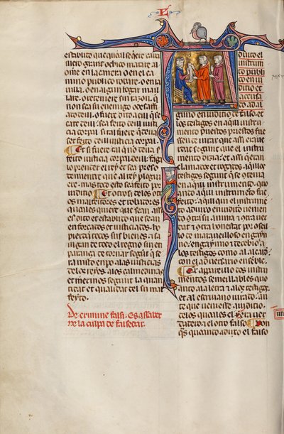 Initial A : Deux hommes devant un juge - Unknown artist
