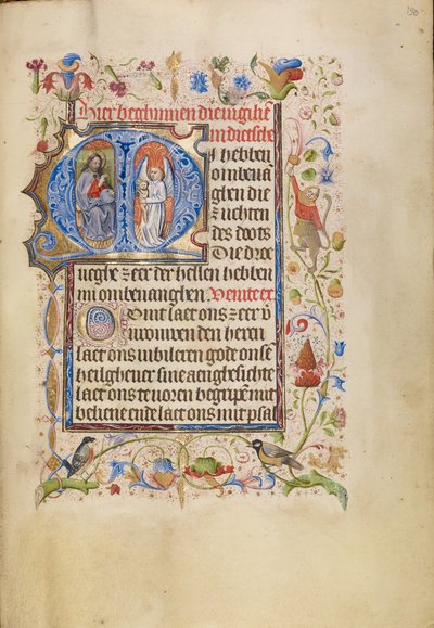 Initiale M : Un ange présente une âme au Christ juge - Unknown artist