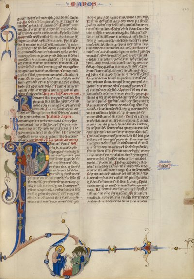 Initial P : Paul remet un parchemin à un homme - Unknown artist
