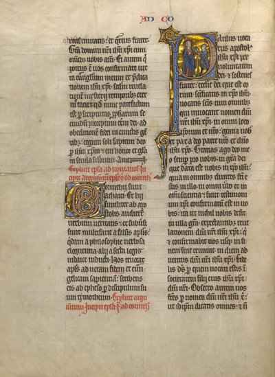 Initial P : Saint Paul remettant un livre à un messager - Unknown artist