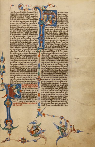 Initiale P : Saint Paul ; Initiale P : Un évêque remettant une lettre à un messager - Unknown artist