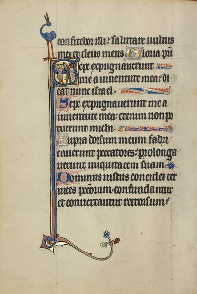 Initiale S : Un homme avec une croix chassant deux démons - Unknown artist