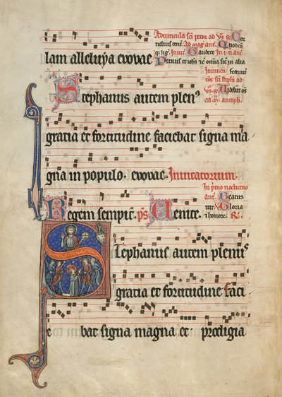 Initiale S : La lapidation de saint Étienne - Unknown artist