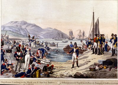 Débarquement de Napoléon Ier à Antibes en 1815. Gravure du XIXe siècle. - Unknown artist