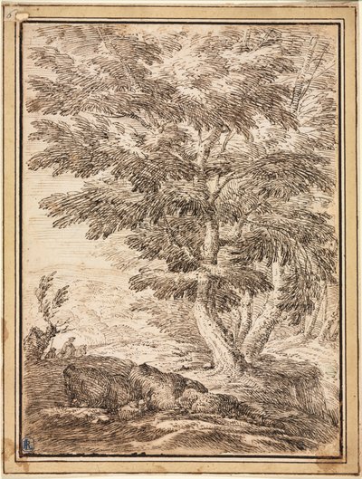 Paysage avec groupe d