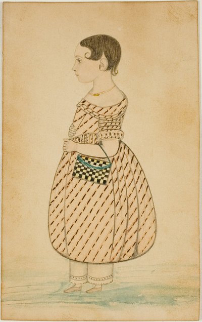 Petite Fille avec Sac à Carreaux de Profil à Gauche - Unknown artist