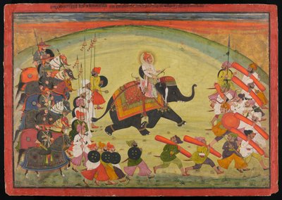 Maharao Guman Singh chevauchant un éléphant en procession - Unknown artist
