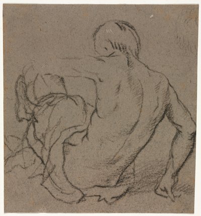 Homme assis par terre, vu de dos (recto) - Unknown artist