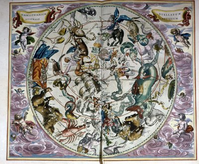 Carte du ciel et signes du zodiaque - fac-similé d