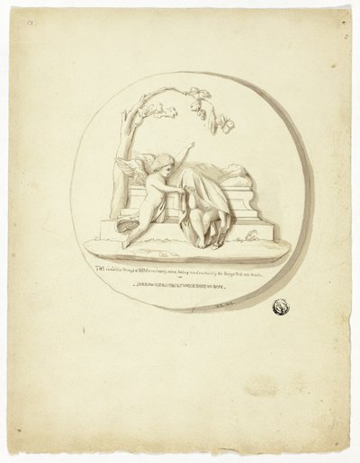 Médaillon avec deux putti à côté d