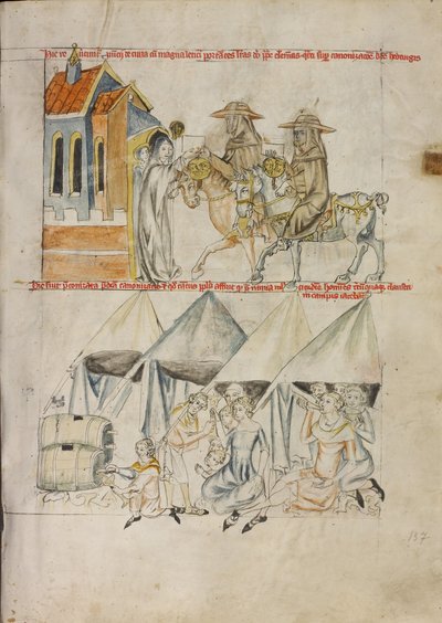 Messagers pontificaux apportant des documents concernant la canonisation de sainte Edwige par Clément IV ; Réception de la nouvelle de la canonisation de sainte Edwige - Unknown artist