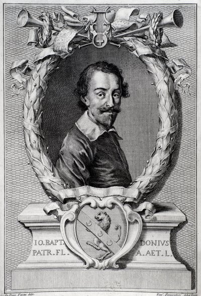 Portrait de Giovanni Battista Doni (1596-1647), musicologue italien (gravure du frontispice de « Lyra Barberin ») - Unknown artist