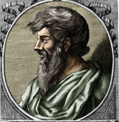 Portrait de Pythagore (ca. 570 - vers 480 av. J.-C.), mathématicien et philosophe grec. Gravure du XVIIIe siècle - Unknown artist