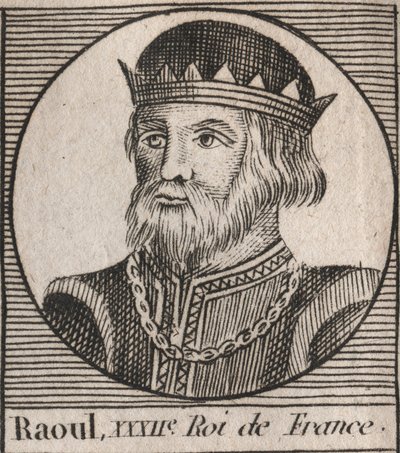 Portrait de Raoul de France (ou Rodolphe, c. 890-936) Roi des Francs - gravure de « Instruction sur l