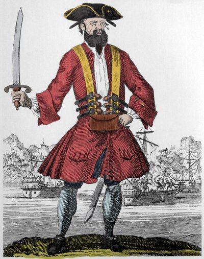 Portrait du pirate Edward Teach dit Barbenoire (Barbe Noire) - Unknown artist