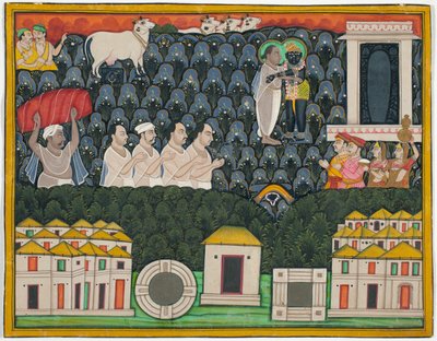 Pratham Milan, Shrinathji se révélant à Vallabhacharya sur le Mont Govardhan - Unknown artist