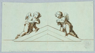 Projet pour un autel avec anges et fronton - Unknown artist