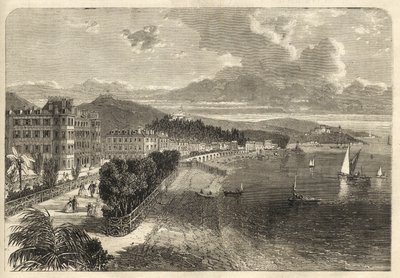 Promenade des Anglais à Nice en 1866 - La Promenade des Anglais en 1866 - gravure - Unknown artist