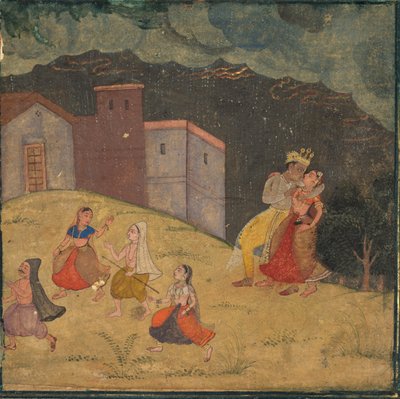 Radha et Krishna pris dans une tempête - Unknown artist