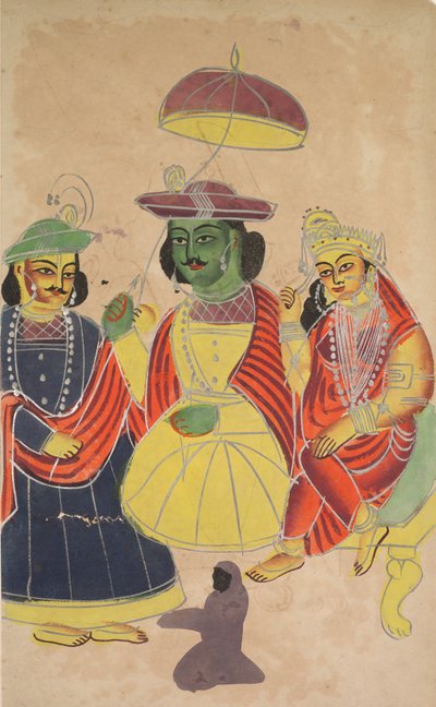 Rama et Sita intronisés avec Lakshmana et Hanuman présents - Unknown artist