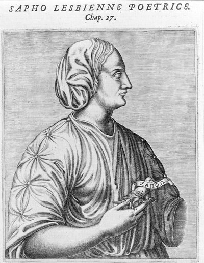 Sapho (Sappho) poète et lesbienne. Gravure du 18ème siècle. - Unknown artist