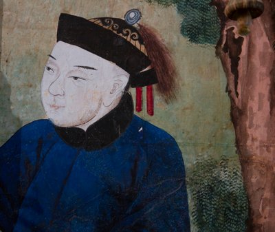 Scènes de la vie quotidienne en Chine, détail du papier peint chinois, cabinet chinois, résidence de chasse, par Filippo Juvarra, Stupinigi, Piémont, Italie - Unknown artist