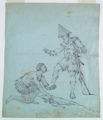Esquisse pour une impression de coton : Robinson Crusoé - Unknown artist