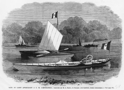 Skiff et canoë à côté de l
