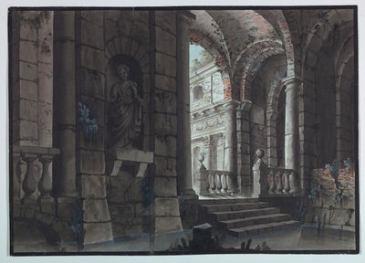 Décor de scène, ruines antiques, intérieur - Unknown artist
