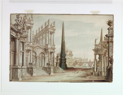 Décor de scène, fantaisie de Rome avec le Castel Sant 
