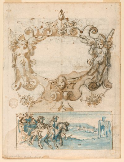 Motif de strapontin et paysage - Unknown artist