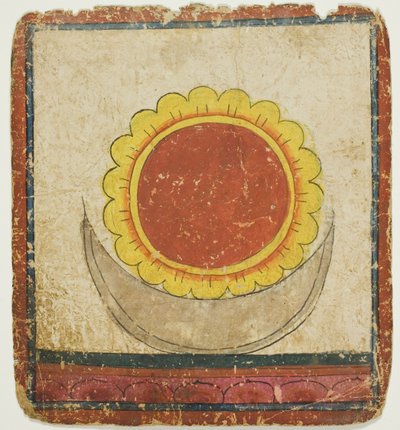 Soleil, lune et lotus sur le trône du lotus, extrait d