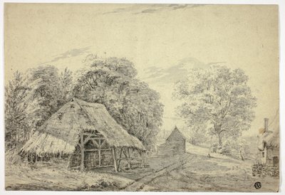 Cabane en chaume à la ferme - Unknown artist