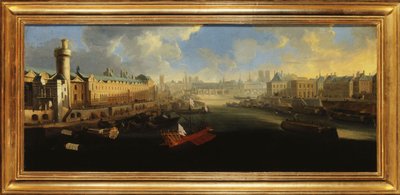 La Grande Galerie du Louvre, avec la Porte Neuve, le Pont-Neuf, la Cité, le Collège des Quatre-Nations en construction et le Quai Malaquais, vers 1665, entre 1665 et 1670 - Unknown artist
