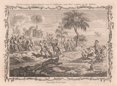 Le débarquement des hommes du capitaine Roger en Californie et leur accueil par les autochtones - Unknown artist