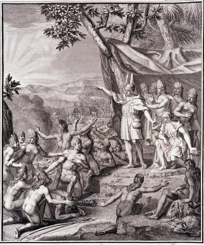 Le premier Inca Manco Capac et la reine Coya Mama Oello Huaco sa femme, tous deux enfants du Soleil, rassemblent les sauvages - dans « Voyage historique de l