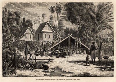 La production de poterie à Saniaboury (Laos) - Unknown artist