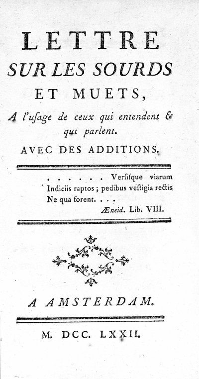 Page de titre de « Lettre sur les sourds et muets à l