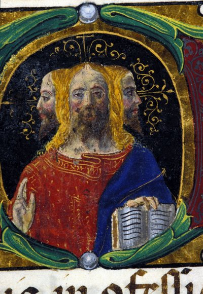 Trinité à trois visages (3 têtes). Codex Carmosano - Unknown artist