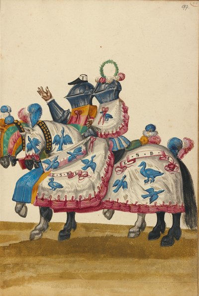 Deux hommes en armure pour un tournoi-concours - Unknown artist