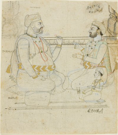 Deux nobles Rajput avec un enfant - Unknown artist