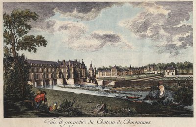 Vue et perspective du château de Chenonceau en Indre-et-Loire (France) gravure du 18ème siècle - Unknown artist