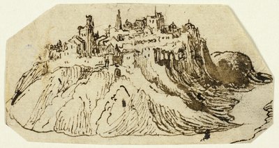 Vue de la ville fortifiée sur la colline - Unknown artist