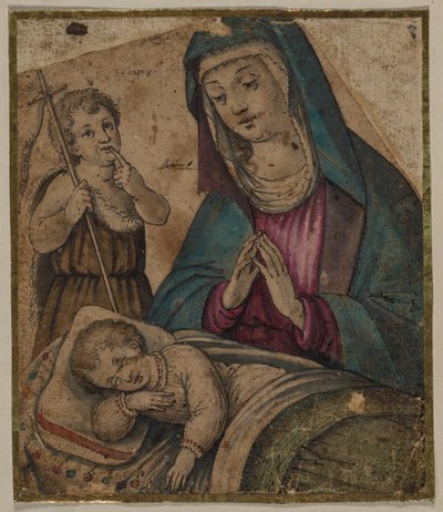 Vierge et enfant avec Saint Jean (recto) Inidentifiable (verso) - Unknown artist