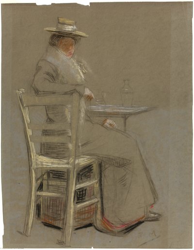 Femme assise à une table - Unknown artist