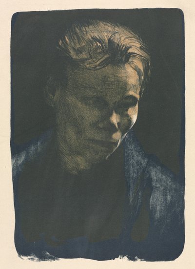 Femme travailleuse avec un châle bleu - Unknown artist